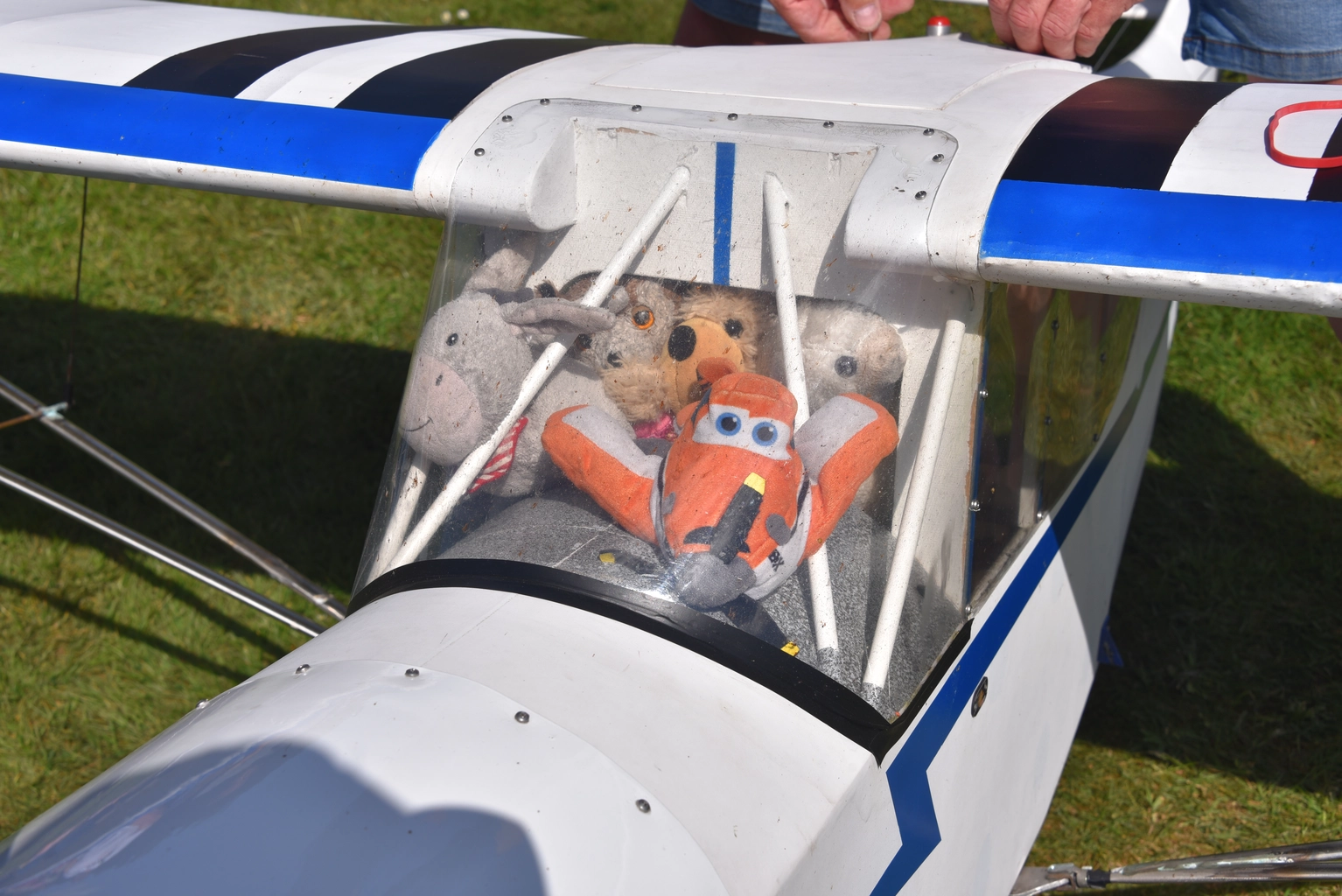 Kuscheltiere warten auf den Abflug.